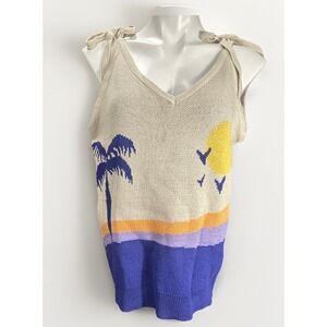 Miss Sparkling XL Paradise Tank Knit Sunset Pattern‎ Tie Adjustable Straps NWT